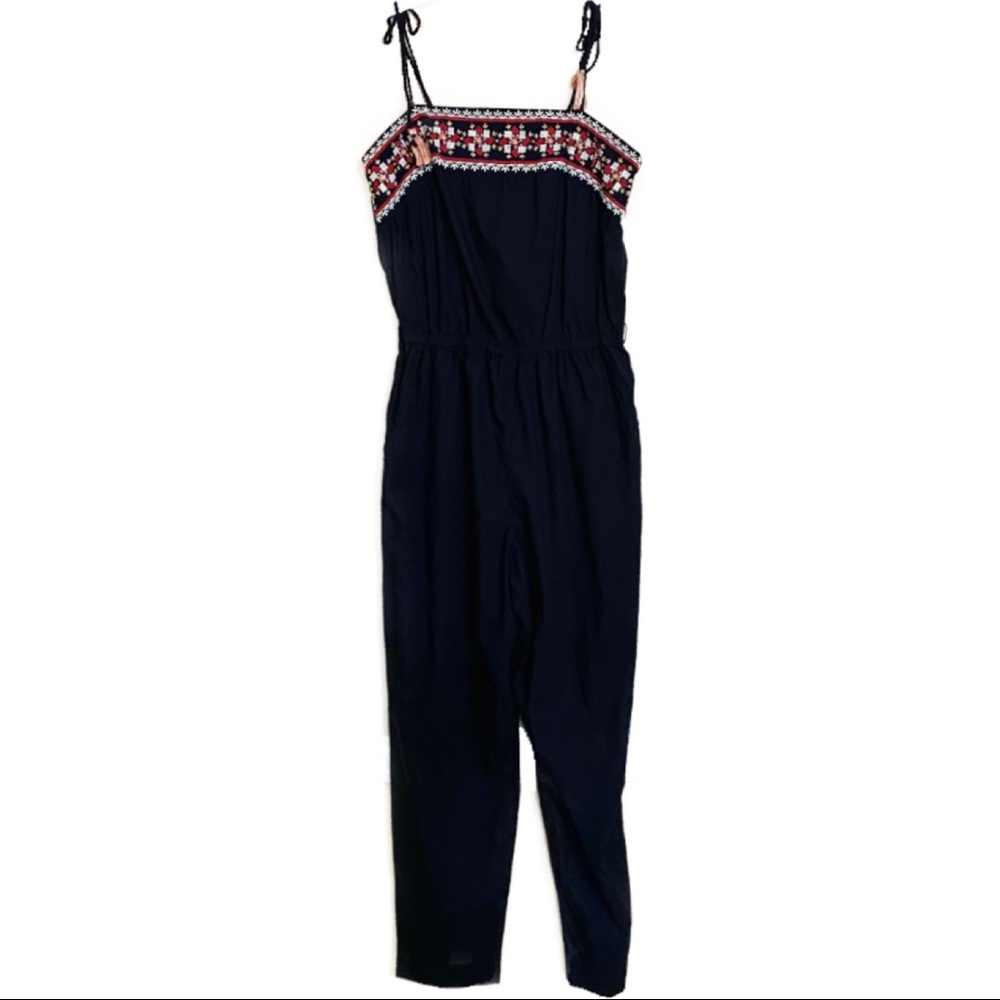 Abercrombie & Fitch tie strap embroidered jumpsuit